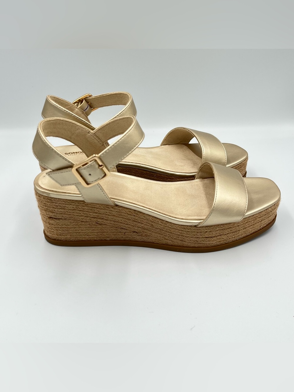 Sonoma Francey Metallic Gold Wedge Espadrille Sandals Women’s Size 8, 9, 10